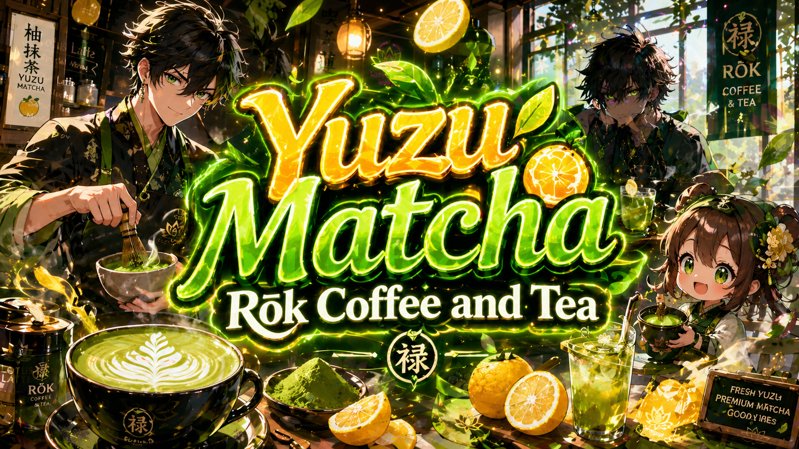 Yuzi Matcha Rok and Coffee Tea